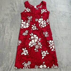 Pacific Legend Dress 8 Womens Hawaiian Floral Sleeveless Cotton Red White Hawaii